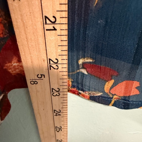 Frye Womens Dark Romantic Floral Sheer Top Size Large Blue Peasant Boho Festival - Picture 7 of 8